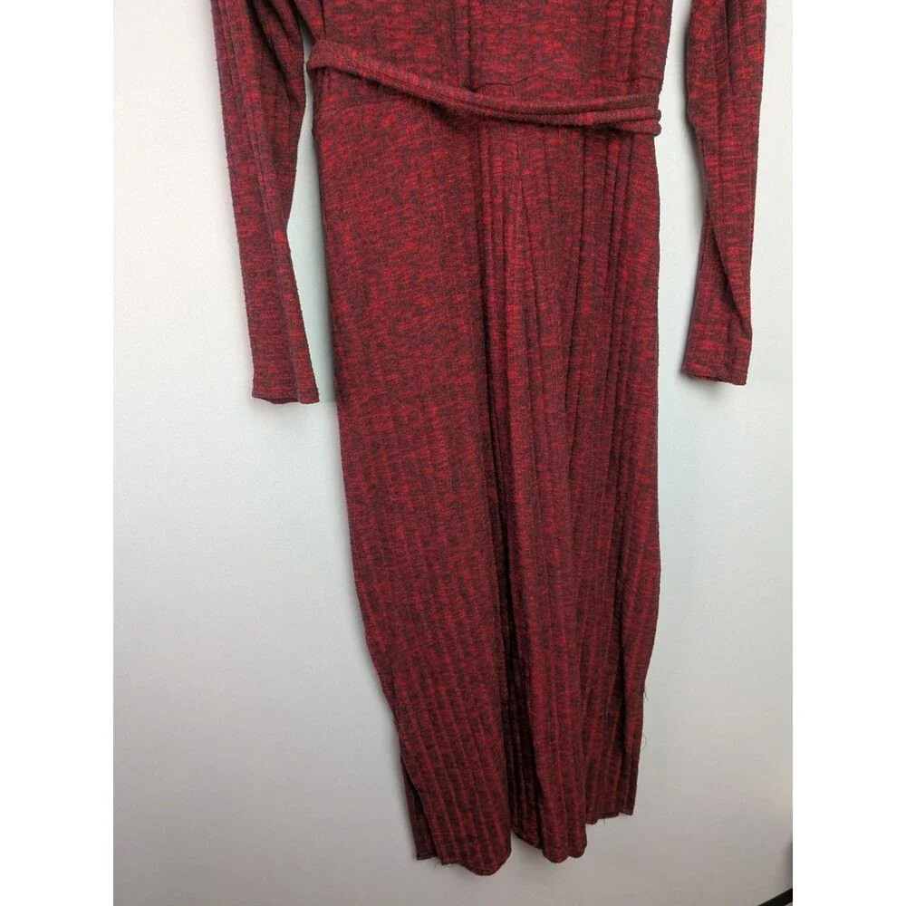 Torrid Midi Surplice Dress Size 1x 14-16 Red Knit Fabric Ribbed V Neckline Wrap - Picture 12 of 13
